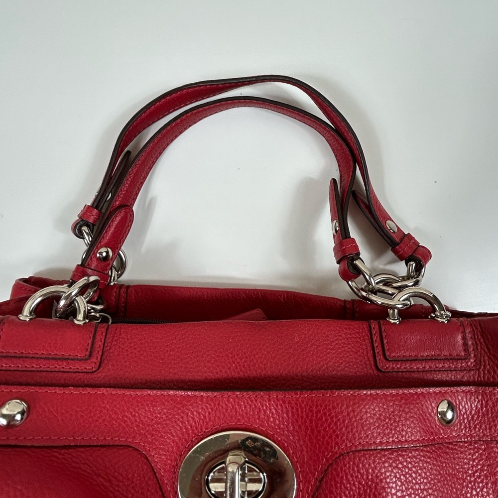 Coach Penelope Red Pebble Leather Shoulder Bag - Picture 4 of 14